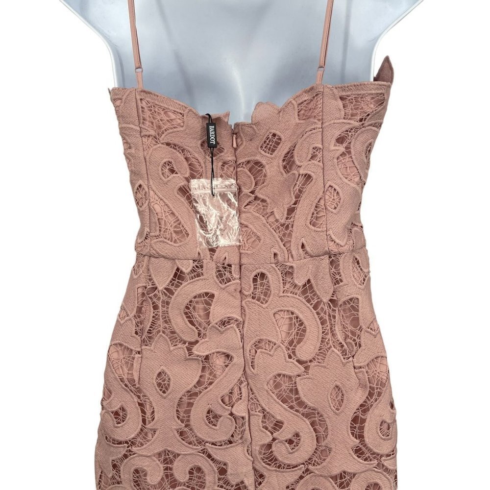 Bardot Revolve Lina Lace Midi Dress Sheath Sleeveless Pink Rose Size 10 Large - Picture 13 of 15